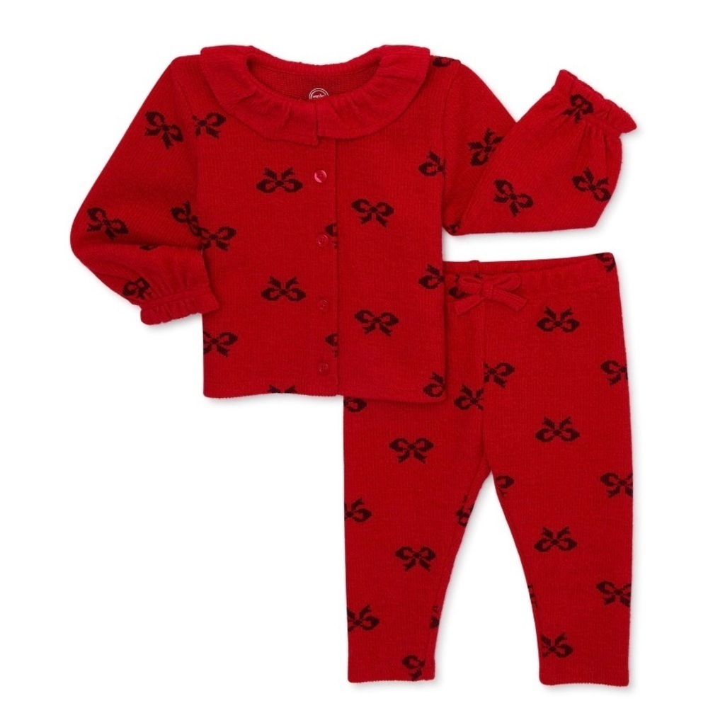 Wonder Nation Baby Girl Cardigan and Pants Outfit Set 2-Piece, Size 3-6M